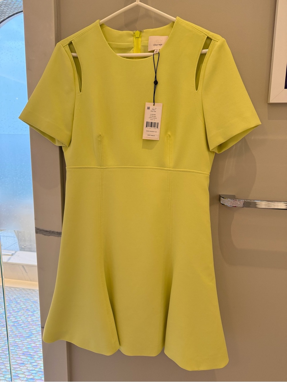 cinq a sept Neon Lime Short-Sleeve Fit-and-Flare Dress